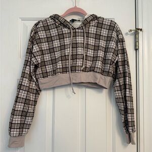 Forever 21 Plaid Cropped Hoodie